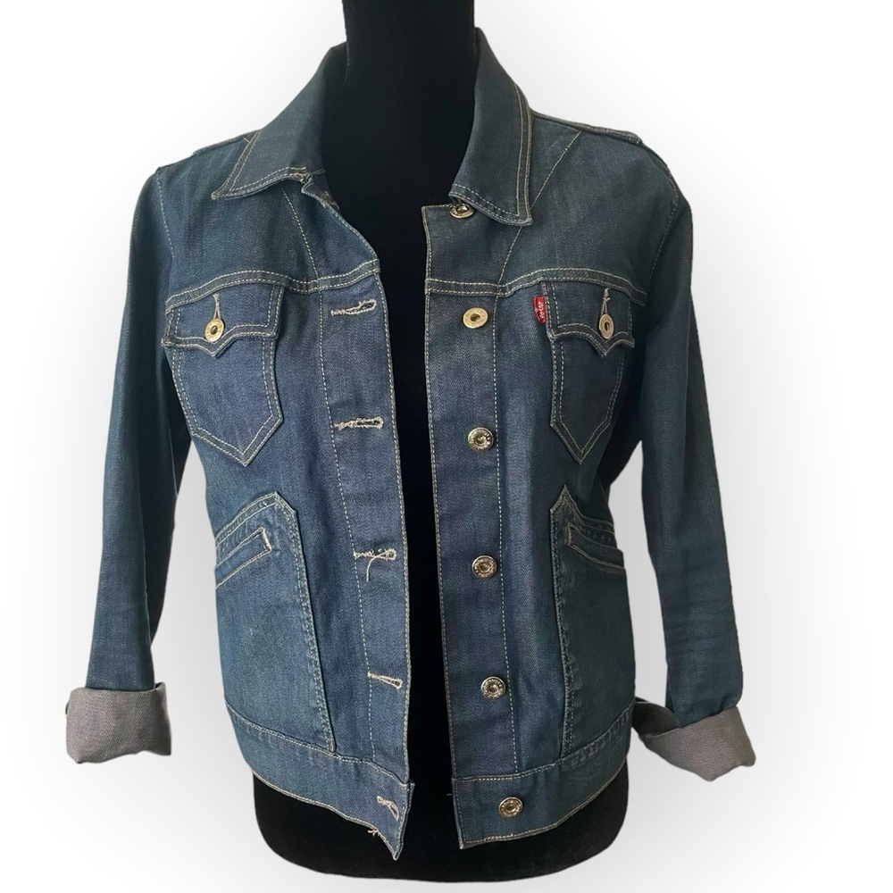 Levi’s women’s western cotton denim jean jacket cowboy classic dark wash size M